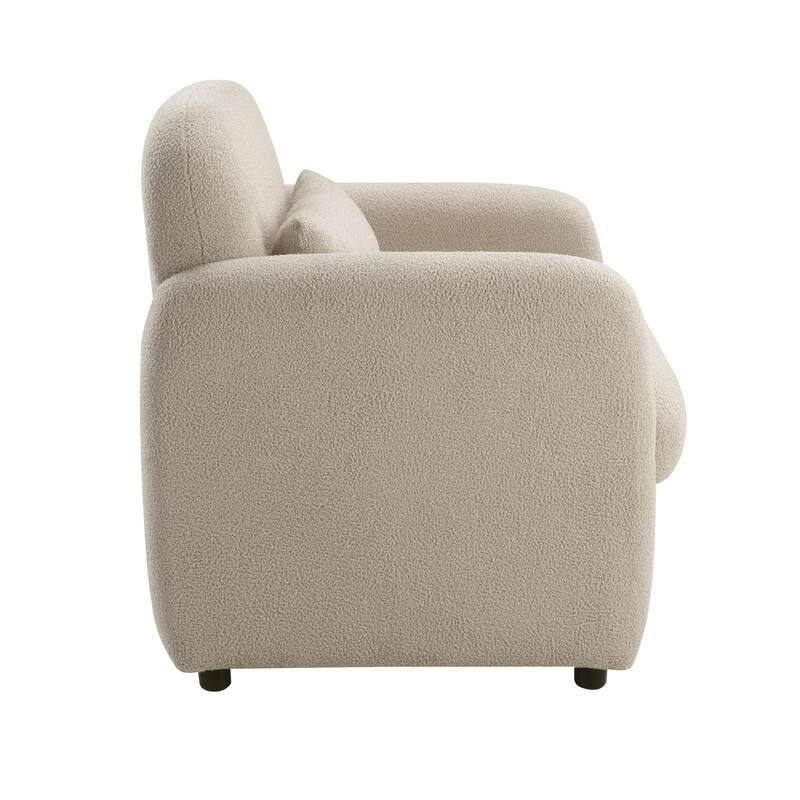 Silas 32.5" Boucle Accent Chair - 1 Matching Pillow, Attached Cushions