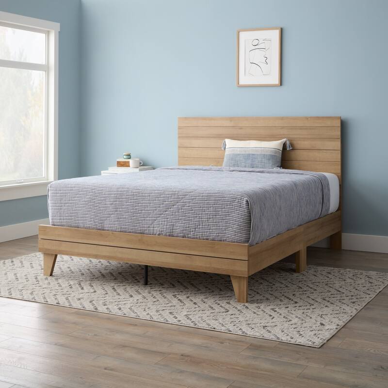 Brookside Mabel Shiplap Platform Bed Frame with Headboard