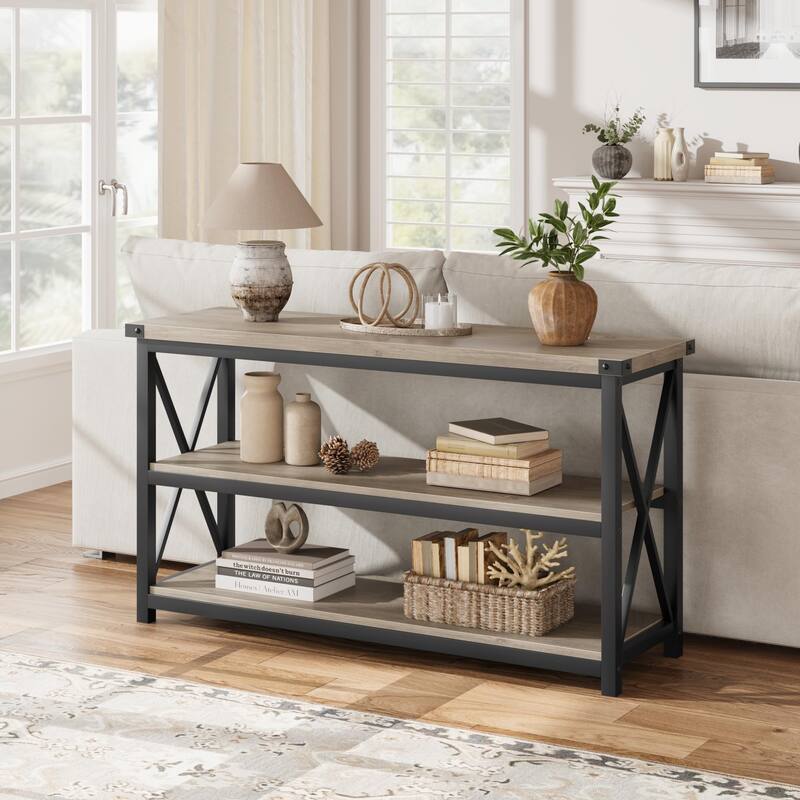 Entryway Table with 3 Tier Storage Shelves