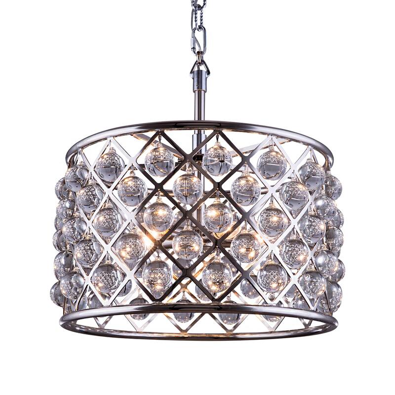6 Light 20" Polished Nickel Clear Glass Chandelier & Led - 13.00