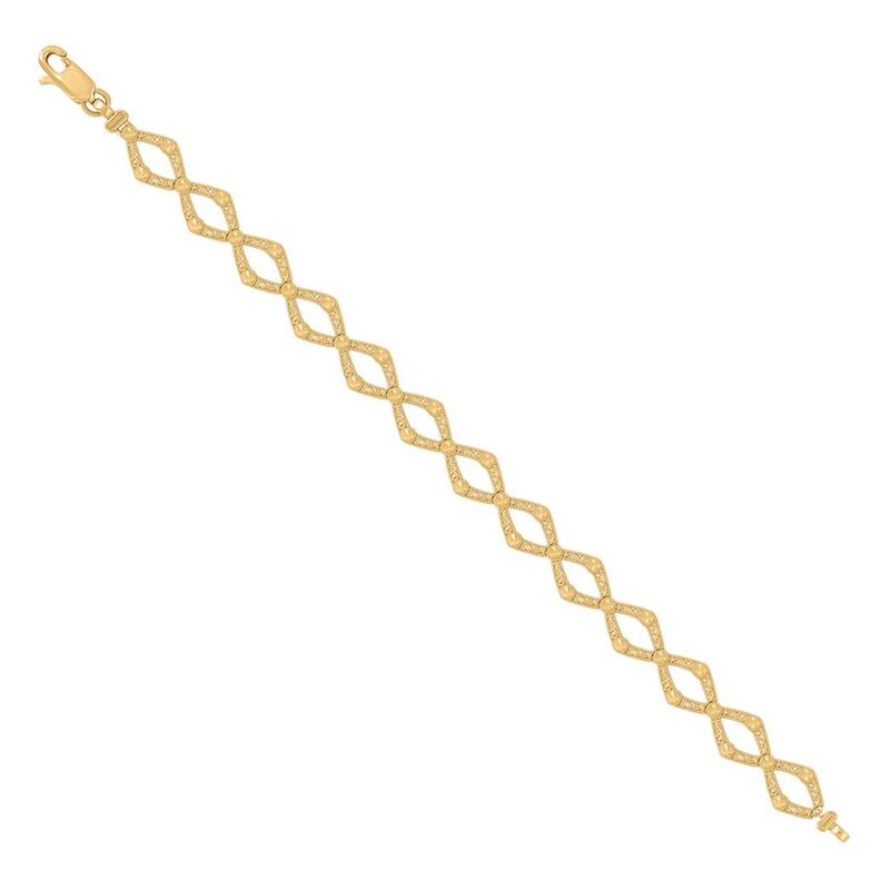 Curata 10k Yellow Gold 8" 9.5mm Zig Zag Link Fashion Bracelet for Women