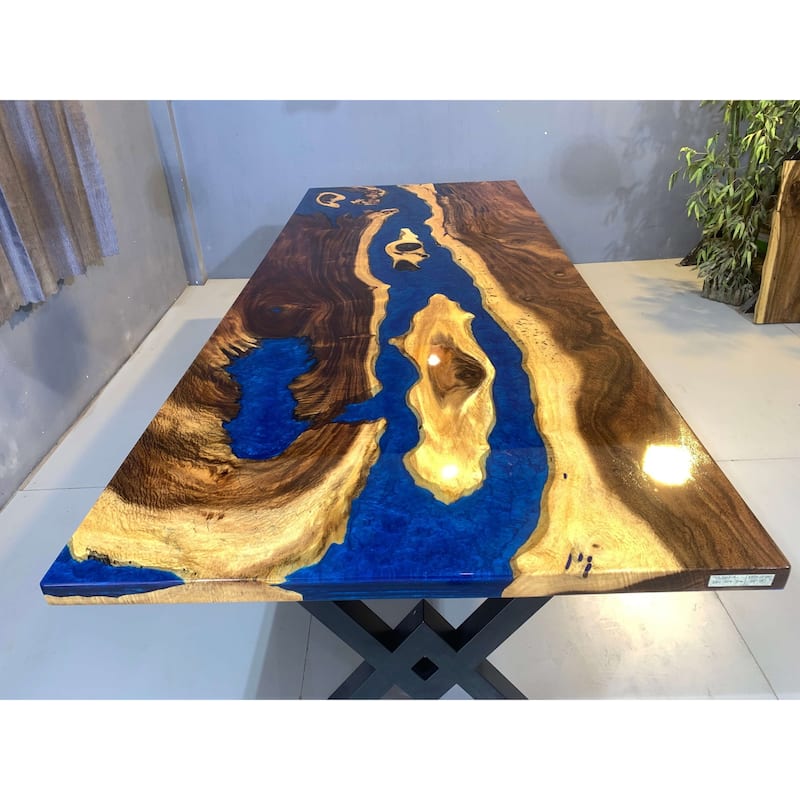 Blue Lagoon 118" Epoxy Dining Table - Style 3