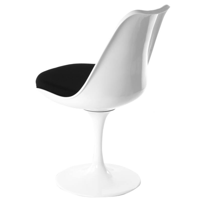 Tulip White Armless Dining Chair With Black Seat (Set of 4) - H31.5 (SH17.5)x W19x D21.5