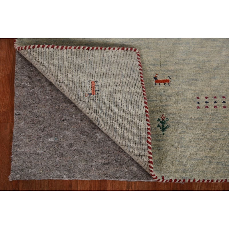 Hand Knotted Oriental 100% Wool Carpet Tribal Animal Pictorial Green Gabbeh Area Rug - 5' 0'' X 3' 0''