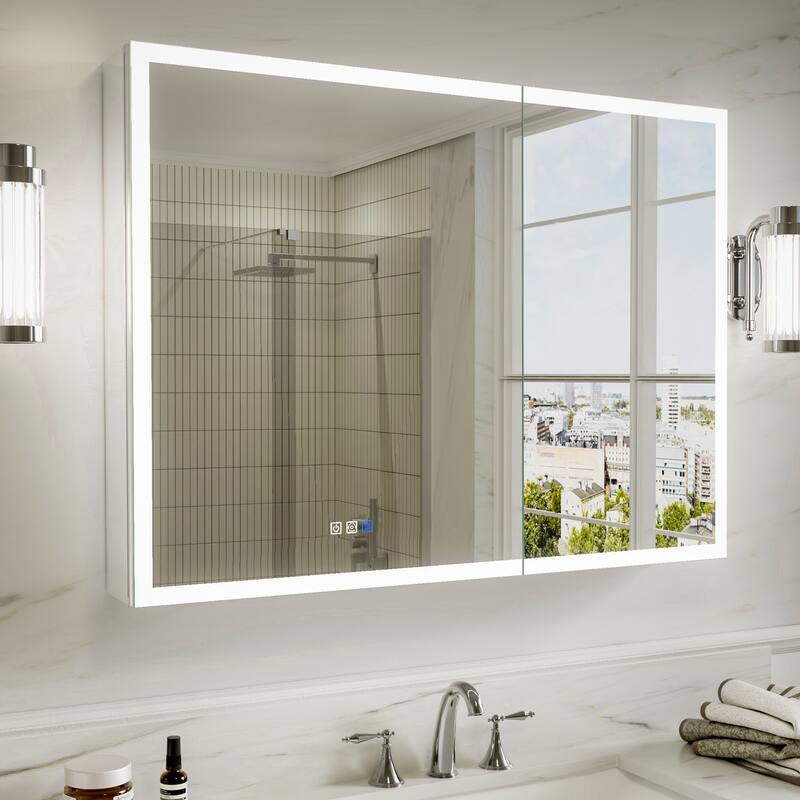 Modland 36"-48"W x 30"H LED Bathroom Medicine Cabinet Dimmable Anti-Fog,Recessed or Surface Mount