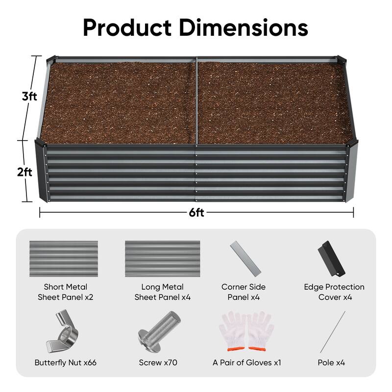 Pocassy Outdoor Planter Box Metal Patio Kit Planting Bed for Vegetables.
