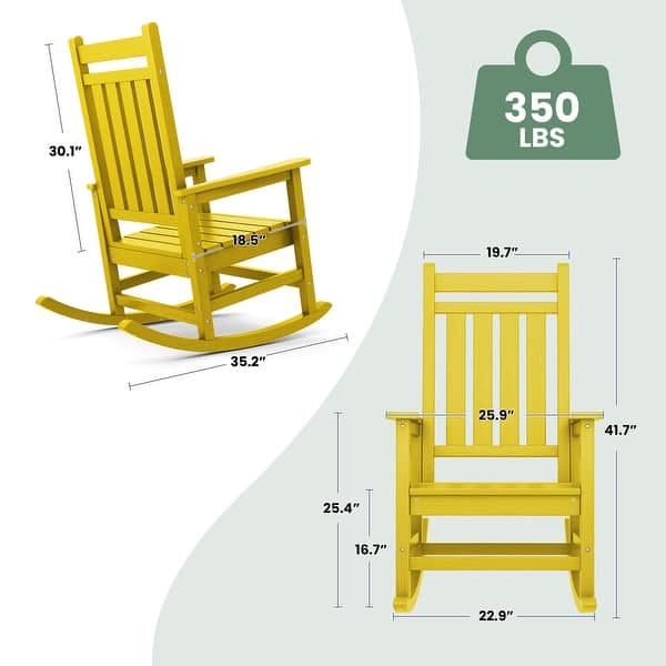 dimension image slide 12 of 14, Modern High-Back Rocking Adirondack Chair All Weather