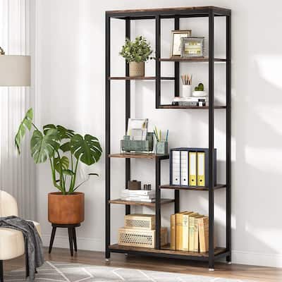 Industrial 8-Shelf Tall Bookshelf Bookcase