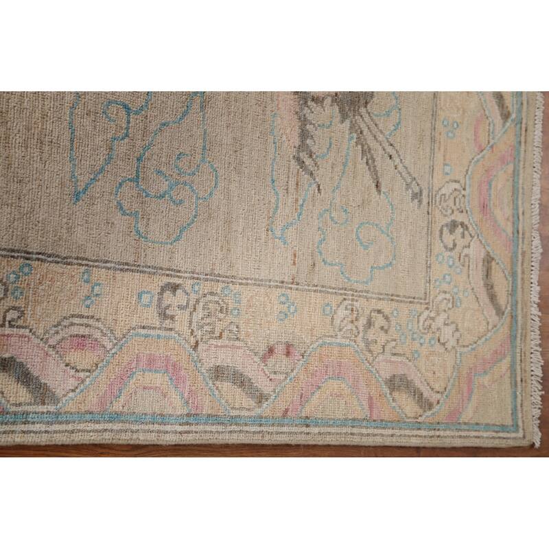 Handmade Vegetable Dye Oushak Turkish Area Rug Oriental Wool Carpet - 5'4"x 7'1"