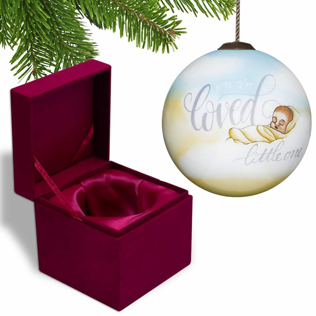 Smooth You are Loved, Little One Hand Painted Mouth Blown Glass Ornament - 3" x 3" x 3"