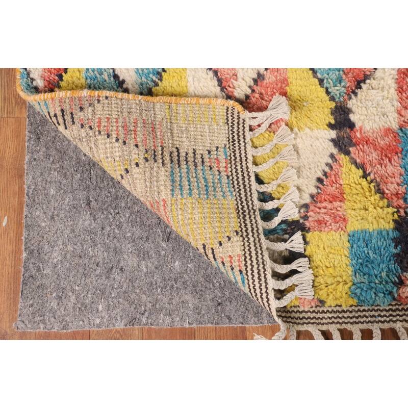 All-Over Moroccan Area Rug Handmade Wool Carpet - 8'11" x 12'9"