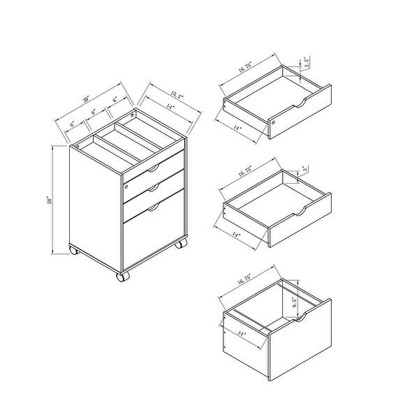 Jolene Contemporary 3Drawer Lockable and Mobile File by