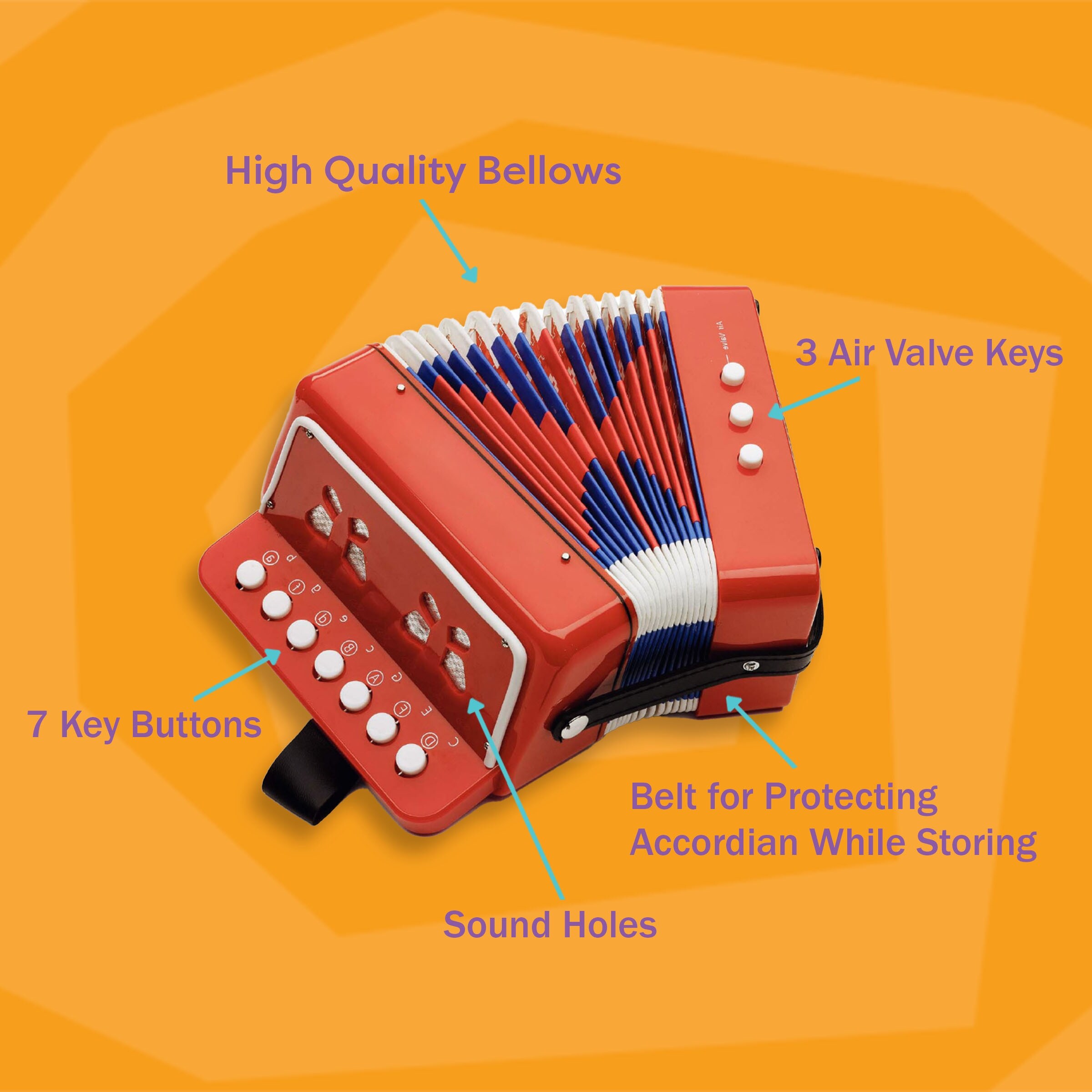 【海外限定】 Accordion Kids Play Hey with buybuy - Red Buttons, Key 10 ロングスカート