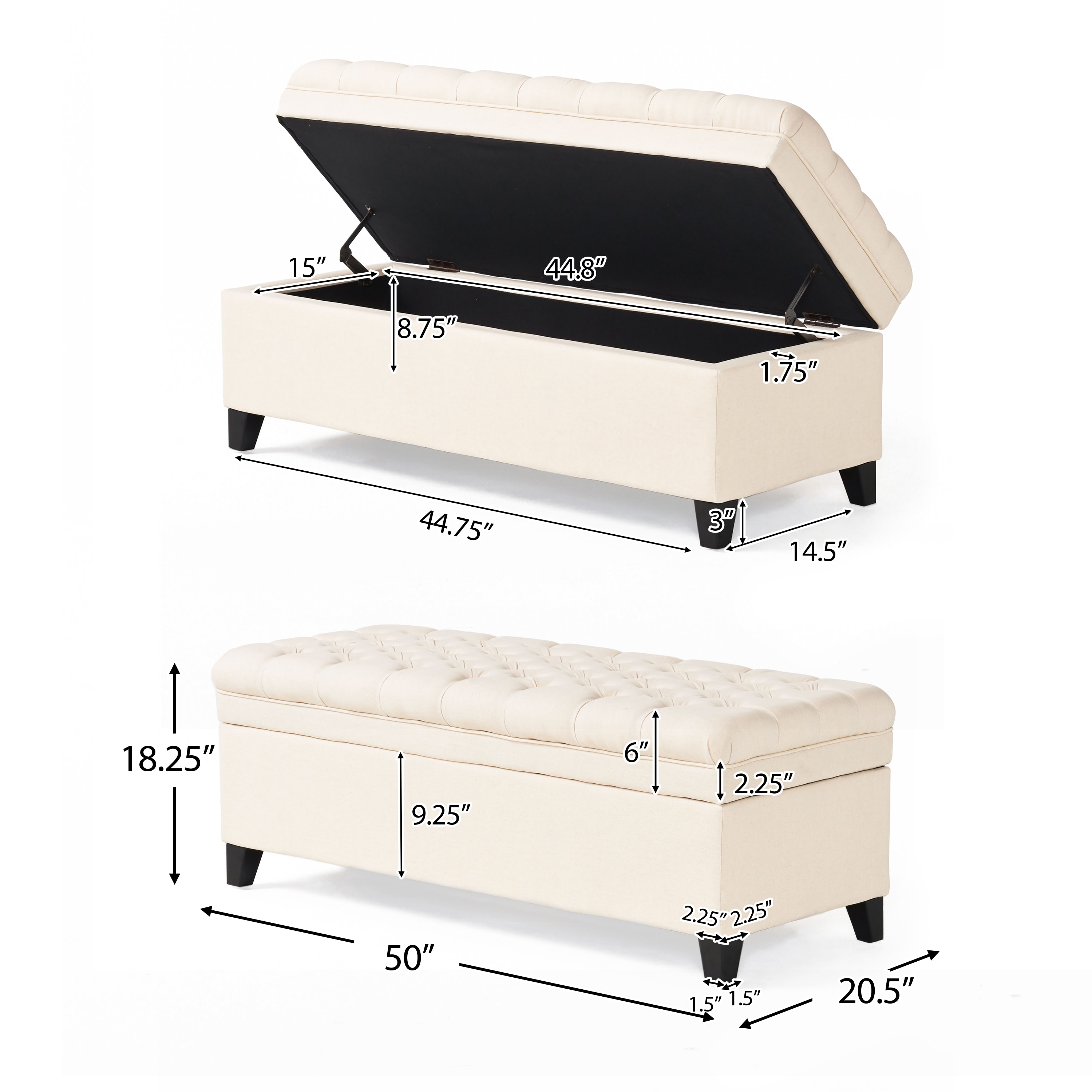 Hastings tufted fabric storage ottoman shop bench by christopher knight home