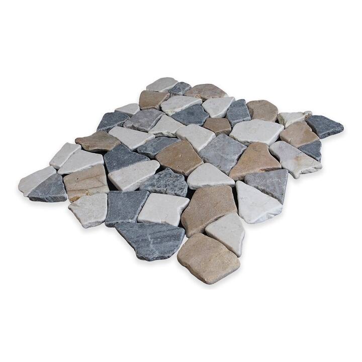 Fit Mosaic 11 in. x 11 in. Marble Mesh-Mounted Mosaic Wall and Floor Tile