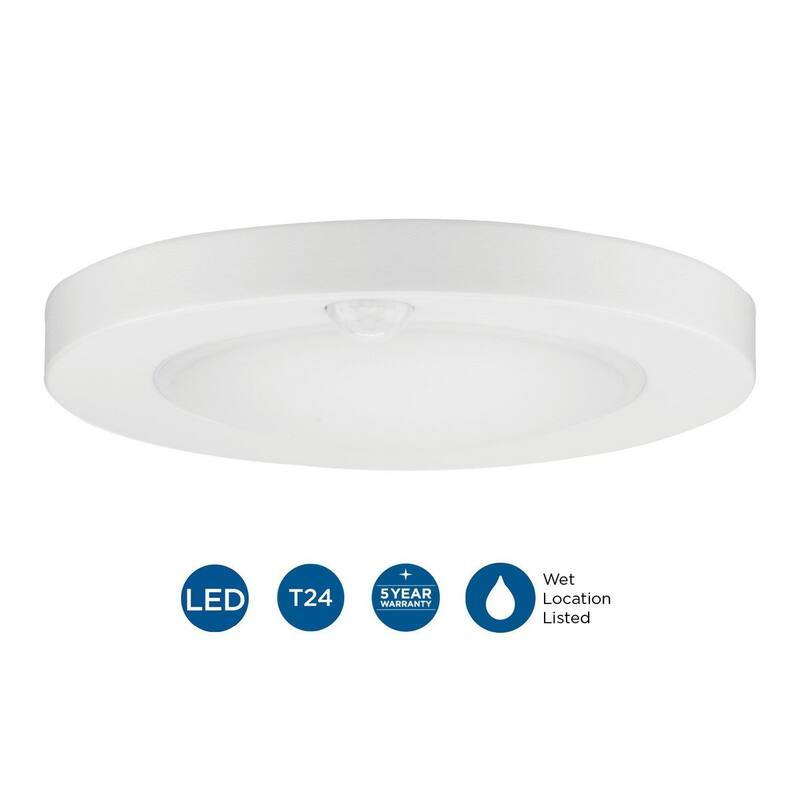 Standby Collection 7.75 in. White Surface Mount Motion Detection LED Light - 7.7165 in x 7.7165 in x 1.38 in