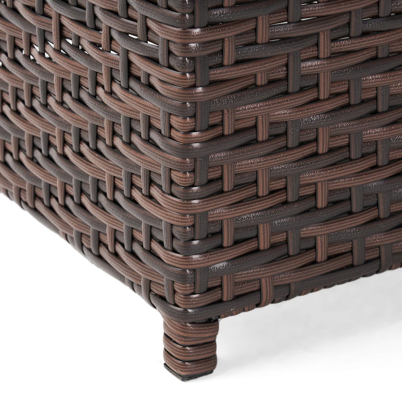 Roomfitters Outdoor Storage Bench, All-Weather Rattan Patio Deck Box with Lid for Garden or Porch, Brown
