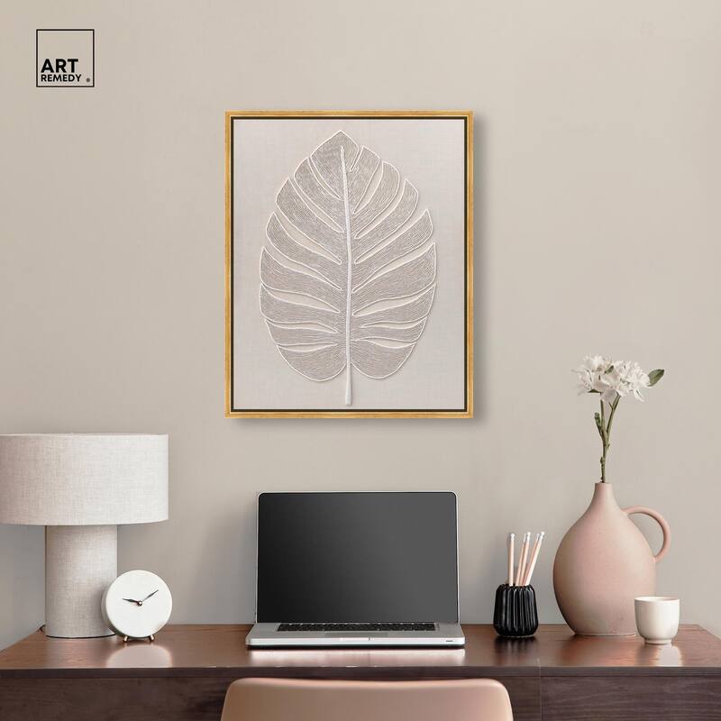 Linen Leaf I Canvas by Art Remedy