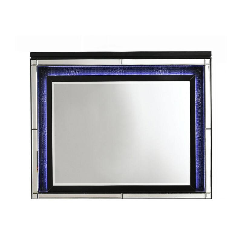 Kya 38 x 50 Vanity Dresser Mirror with Built In LED Lighting, Glam Black