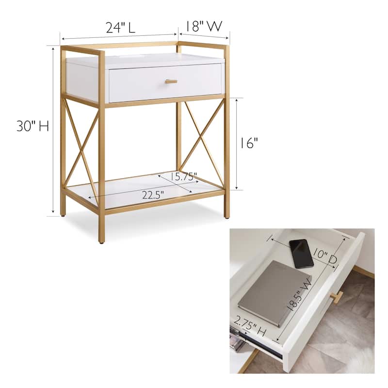 Contemporary Charging One Drawer Nightstand Side Table