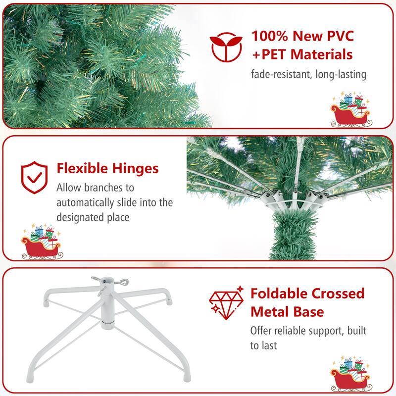 Gymax 6 FT Pre-Lit Tinsel Christmas Tree Artificial Xmas Tree w/ Lush