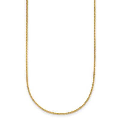 Curata Italian 14k Yellow Gold 1.3mm Wheat Chain Necklace For Men Women (Lobster)