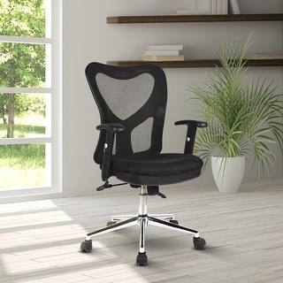 Modern Mid Back Mesh Office Chair, Black Mesh Executive Ergonomic ...