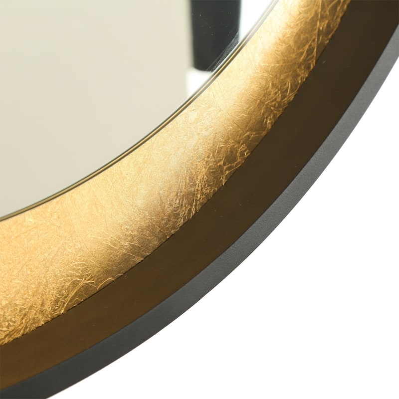 Evari 30 IN. Mid Century Modern Round Gold Leaf LED Bathroom Vanity Mirror Dimmable Makeup Light - Dia.30" x H1.5"