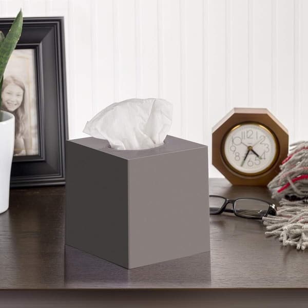 slide 2 of 9, DWËLLZA HOME Tissue Box Cover Square Grey Grey