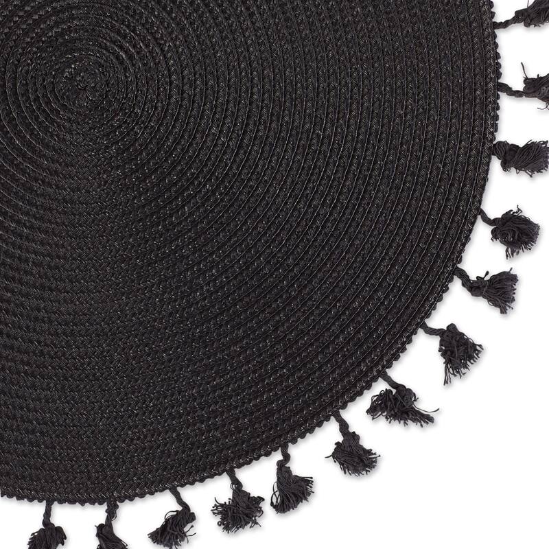 DII Nautical Blue Round Fringed Placemat Set/6