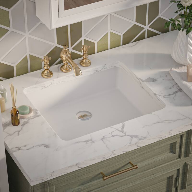 DeerValley Ursa 20"L x 16"W Undermount Bathroom Sink with Overflow