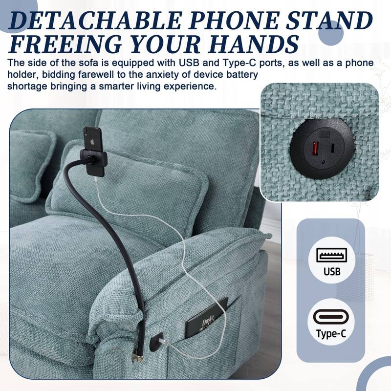 106.69" Modular U-shaped Sectional Sofa with Chaise Lounge and Ottoman, Pillows