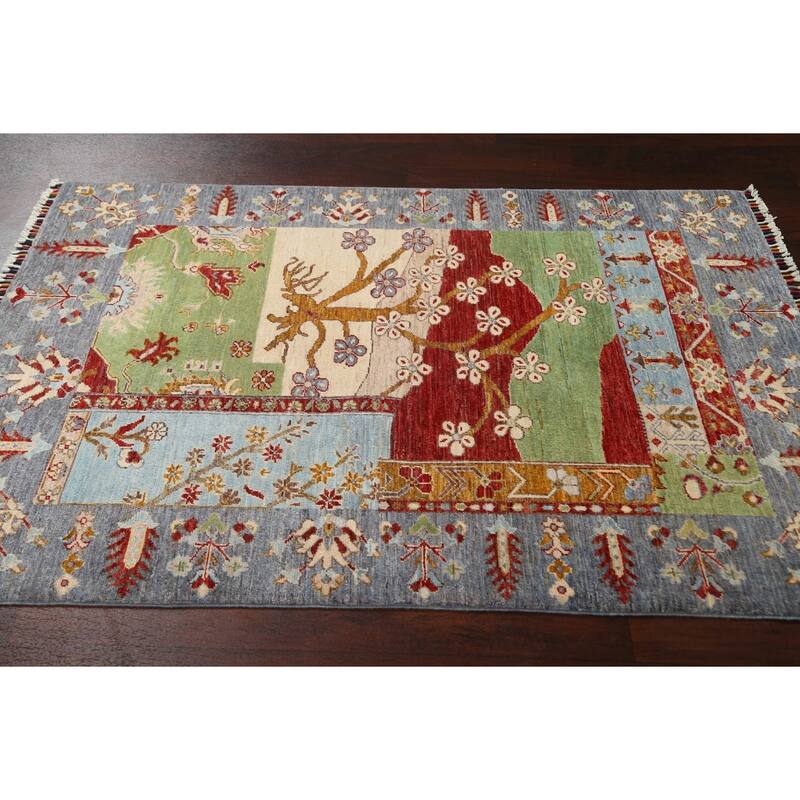 Vegetable Dye Kazak Oriental Wool Area Rug Hand-knotted Foyer Carpet - 3'11" x 5'9"
