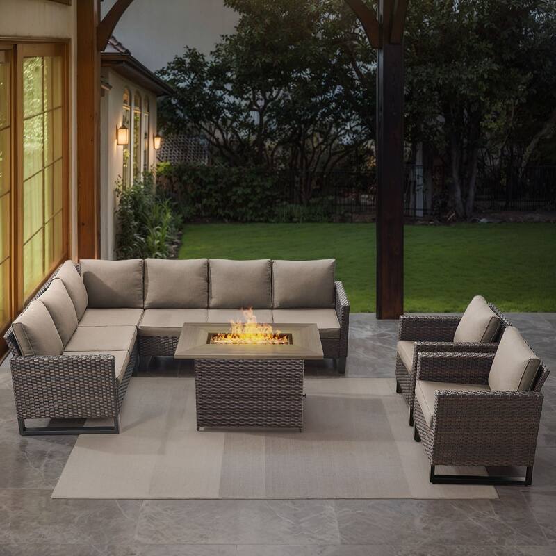 Gymojoy L-Shaped Outdoor Corner Sectional Sofa 6-seats Couch Conversation Set