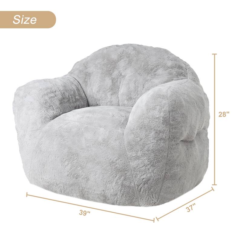 Extra Large Pre-Filled Light Grey Bean Bag Chair Sofa for Living Room Bedroom