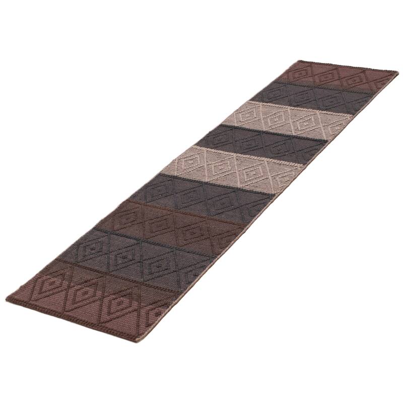 ECARPETGALLERY Braid weave Sienna Grey Wool Rug - 2'7 x 9'9