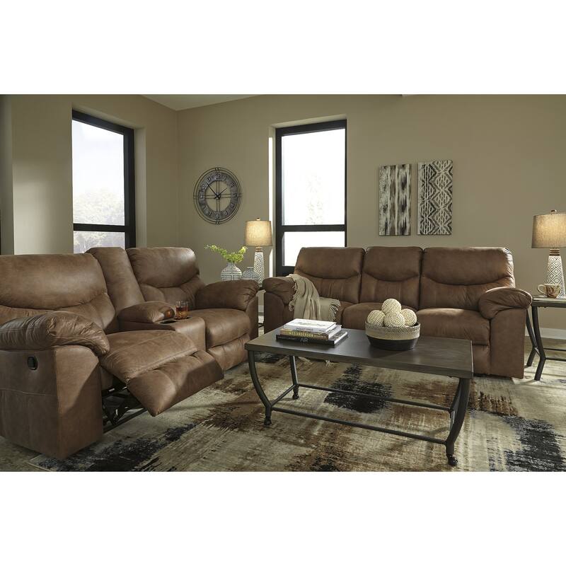 Signature Design by Ashley Boxberg Brown Reclining Loveseat with Console