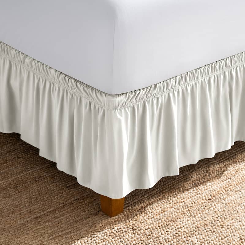 Bare Home Adjustable Wrap Around Bed Skirt - Full - Cream