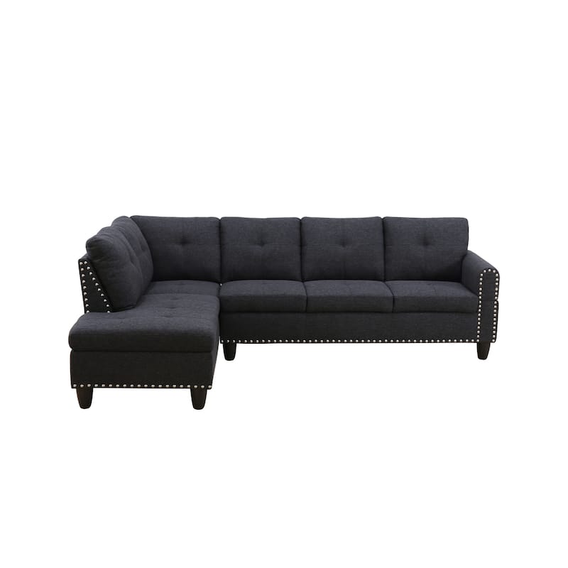 Faux Leather L - Shaped Sectional Set With Cup Holders 2pc