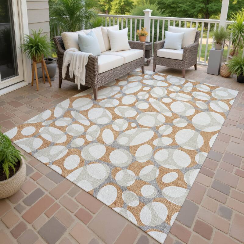 Machine Washable Indoor/ Outdoor Contemporary Saline Chantille Rug - Copper - 10' x 14'