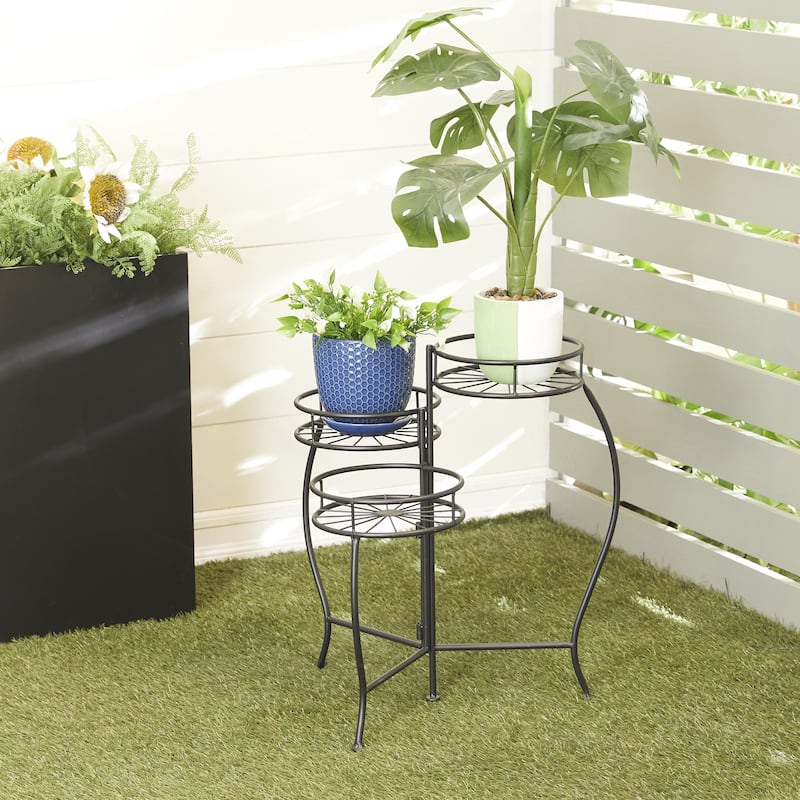 Metal Starburst Indoor Outdoor 3 Tier Indoor Outdoor Plantstand - Black, White, Green, Blue - Roche River Decor