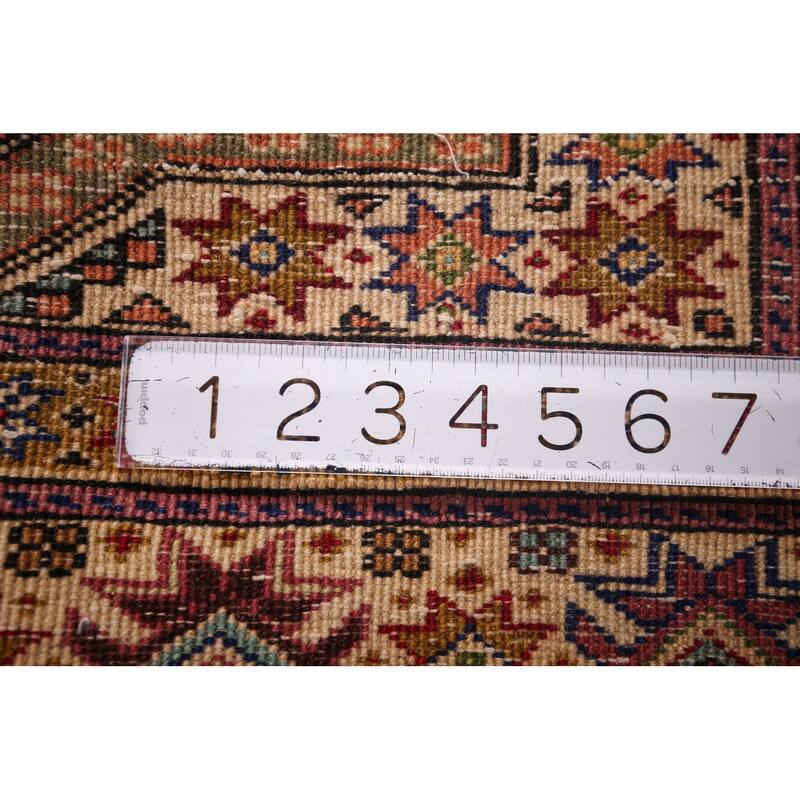 Geometric Anatolian Turkish Vintage Rug Handmade Beige Wool Carpet - 6'7" X 9'10"