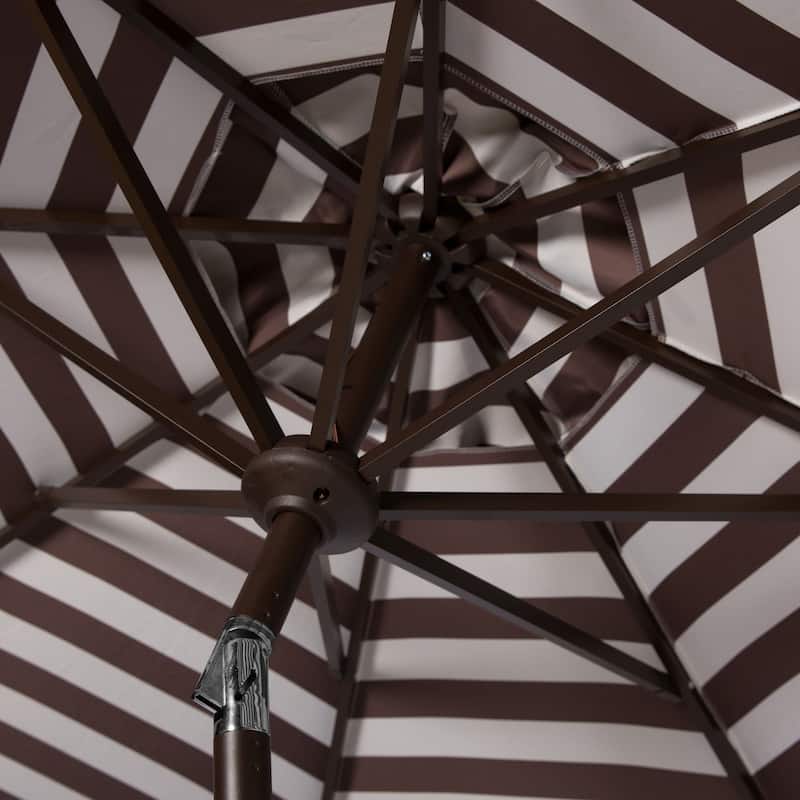 SAFAVIEH Hadire Inside Out Striped 9 Ft Crank Outdoor Umbrella