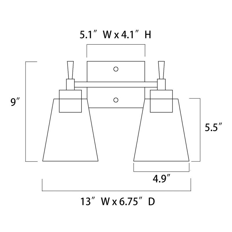 Matte Black 2Light Modern Vanity Light with Clear Cone Glass Shades