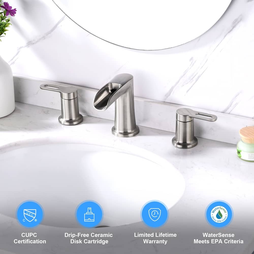 Luxier VividFall 8 in. Widespread 2-Handle Bathroom Faucet with Drain