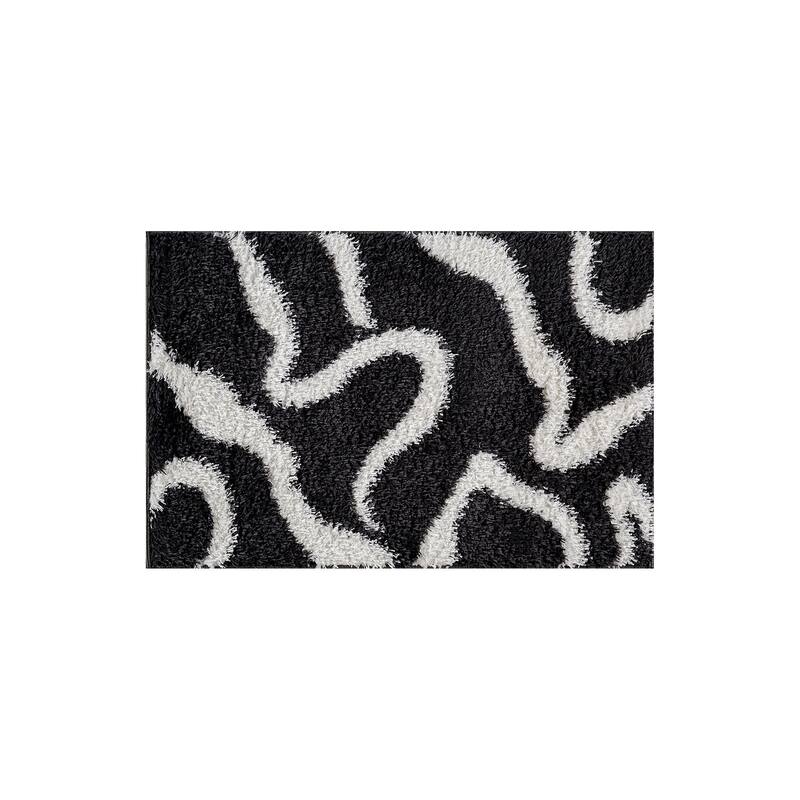 Striped Shag Rug - Durable for Living Room, Bedroom, or Entryway - Anthracite Dark Gray - Easy to Clean