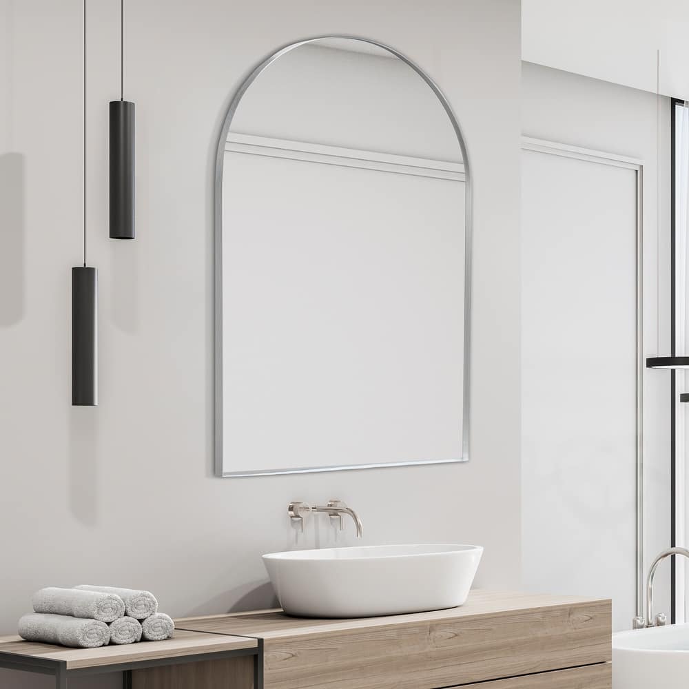 JONATHAN Y Medium Arched Metal Framed Wall Mounted Mirror - 36 H x 24 W x 1.5 D