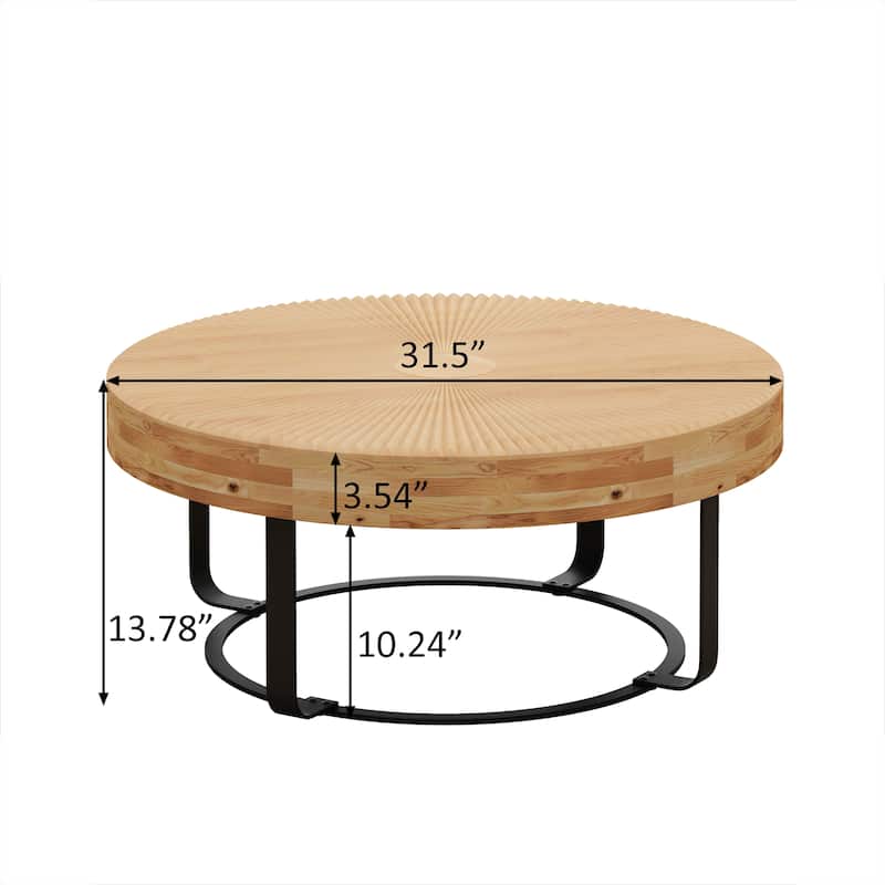 Modern round coffee table with metal legs for living room