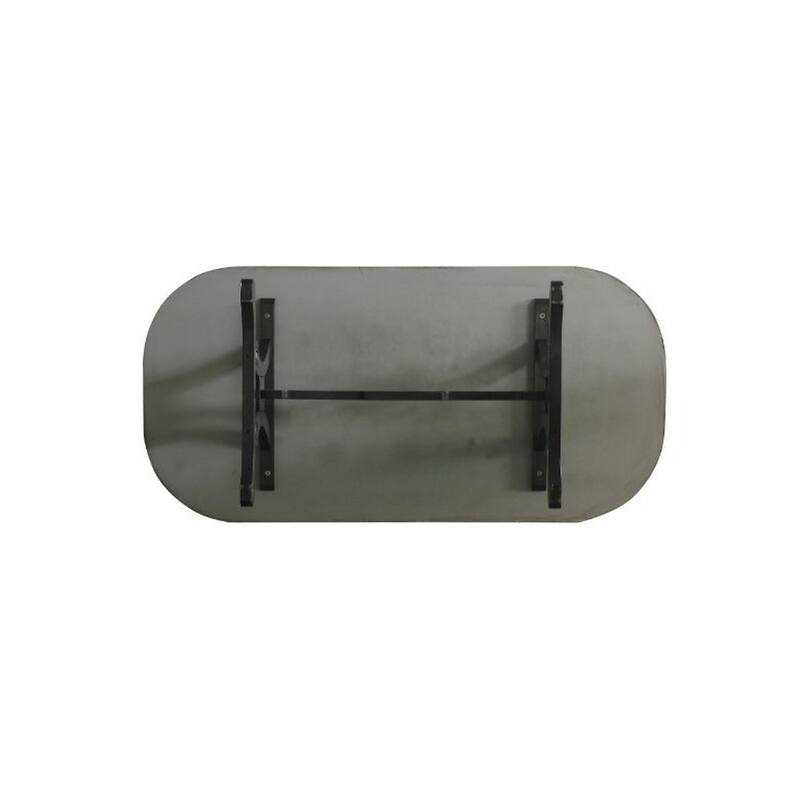 Dining Table with Rounded Rectangular Top, Charcoal Gray