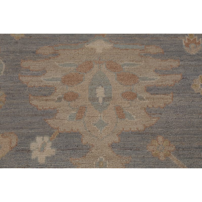 Hand Knotted Oriental 100% Wool Carpet Transitional All-Over Navy Blue & Blues Oushak Area Rug - 11' 11'' X 9' 0''